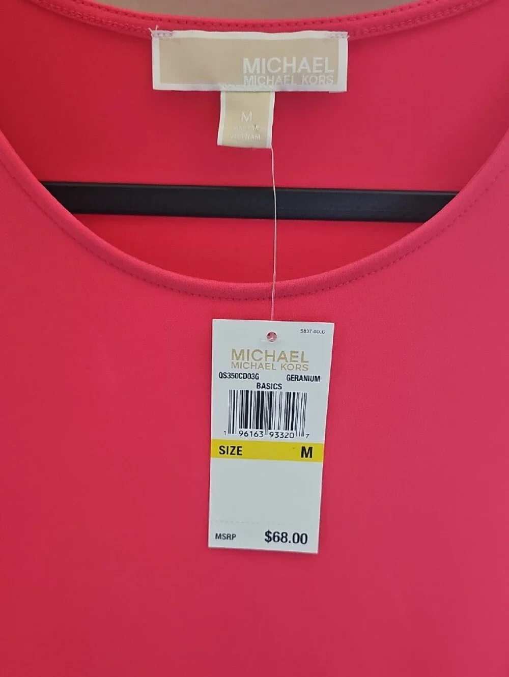 Michael Kors Coral Pink Short Sleeve Ladder-Shoulder Top